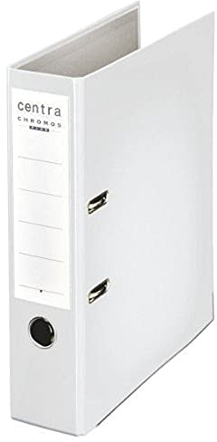 Leitz Centra 230137 Standard-Ordner (grauappe RC, mit PP-Folie kaschiert, A4, 8 cm Rückenbreite, Chromos) weiß