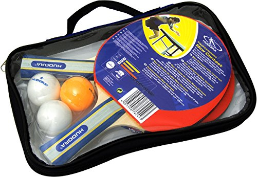 HUDORA Tischtennis-Set New Contest, 2 Tischtennis-Schläger + 3 Tischtennis-Bälle - 76249