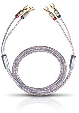 OEHLBACH Twin Mix One 200 Speaker Cable Set Silver-Plated 2 x 3.0 mm² with Cable Lug Connector Made in Germany 2 x 2 m Crystal Clear