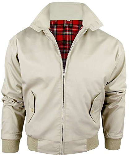 Army And Workwear Harrington Veste avec doublure à carreaux pour homme avec fermeture Éclair - Beige - Small