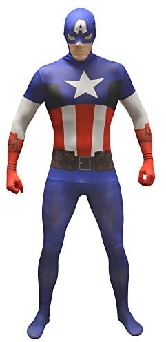 Official Captain America Basic Morphsuit Fancy Dress Costume - size Xlarge - 5”10-6”1 (176cm-185cm)