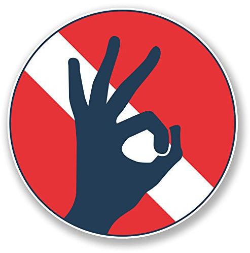 2 x 10 cm immersione in vinile per computer portatile, bandiera OK mano di immersione Dive # 6670