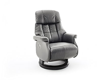 Robas Lund Relaxsessel Calgary Comfort XL elektrisch verstellbar, bis 150 kg belastbar, Echtleder schlammfarben, Gestell Holz schwarz