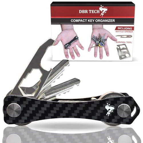 Porte-clés compact en fibre de carbone, porte-clés intelligent de qualité supérieure (4 à 20 clés), porte-clés de poche pliable minimaliste et robuste, mécanisme de verrouillage durable, profil fin et