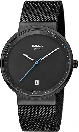 Boccia Herren Analog Quarz Uhr mit Edelstahl Armband 3615-02