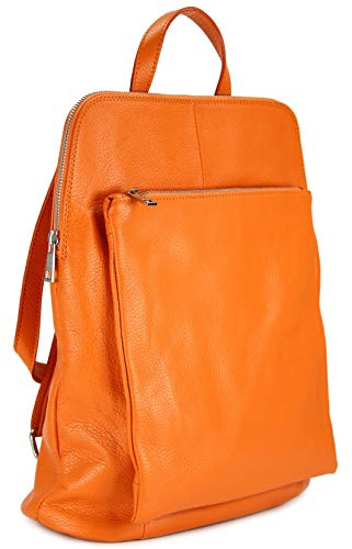Belli Backpack Seattle italienischer Damen Rucksack Leder Handtasche Cross Body Bag 3in1 in orange - 29x32x11 cm (B x H x T)