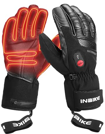 INBIKE Beheizbare Handschuhe Motorrad Skihandschuhe Ski Winter Beheizte Hnadschuhe mit Heizung Thermo Winterhandschuhe Schwarz M