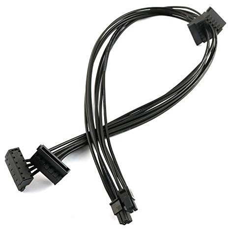 RuiLing 2 unidades de placa base ATX Mini de 4 pines a 2 unidades de disco duro SATA de ángulo recto de 15 pines HDD HDD cable adaptador de fuente de alimentación 18AWG 19.7 pulgadas para Lenovo