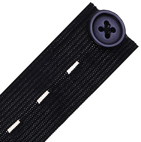 WedDecor Buttonhole Elastic, Elastic Band with Holes Elastic Button Holes Sewing Elastic Bands with Buttonhole for Wigs, Hair Bands, Headband & DIY Projects, Black Elastic 20mm - 10 Metres