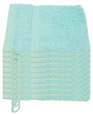 Julie Julsen® Bio Waschhandschuh-Set, 10 Waschhandschuhe in 32 Farben erhältlich weich und saugstark Babyblau 15x21 cm