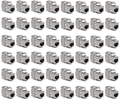 kwmobile 48x Keystone Modul für CAT 6A Kabel - 10 Gbit/s geschirmt Metall Gehäuse Schnappverschluss - werkzeugfreier Anschluss an Modular Patchpanel