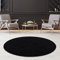 Fashion4Home Teppich Wohnzimmer – Einfarbig, Uni Teppich fürs Kinderzimmer, Schlafzimmer, Arbeitszimmer, Büro, Flur und Küche - Kurzflor, Anthrazit-Schwarz, Größe: 80 cm Rund