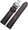 Herrenuhrband Kohlefaser-Uhr-Uhrband 18mm-24mm mit rot genäht + Leder-Futter Edelstahlverschluss, 23mm