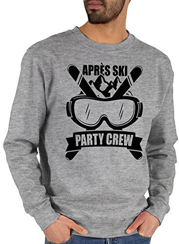 Sweater Pullover Sweatshirt Herren Damen - Skiurlaub - Apres Ski Party Crew - schwarz - XL - Grau meliert - hüttengaudi Outfit Skifahrer Pulli Mottoparty skioutfit apre apreski Oberteil