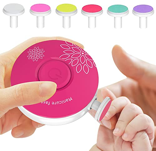 Baby Nagelschneider Feile, Elektrische Baby Nagelfeile, Baby-Nagelfeilen Maniküre-Set,Elektrischer sicherer Nagelknipser mit 6 Schleifköpfen für Zehen und Fingernägel von Neugeborenen