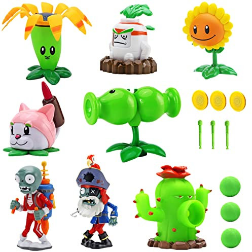 JHESAO 8 PCS Plants and Zombies Toys Action Figures Zombies PVZ Toys Set 1 2 Series Great Gifts for Kids and Fans,Birthday and Christmas Party