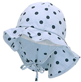Sterntaler Baby Mädchen Hut Baby Sonnenhut Punkte - Baby Hut, Kopfbedeckung Baby Sommer, Sommerhut Baby - mit Nackenschutz - himmelblau, 51
