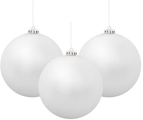 The Christmas Workshop Set Of 3pcs 15cm Traditional Matt Baubles/Elegant Festive Designs/Christmas Tree Decorations with Hanging String (Silver)