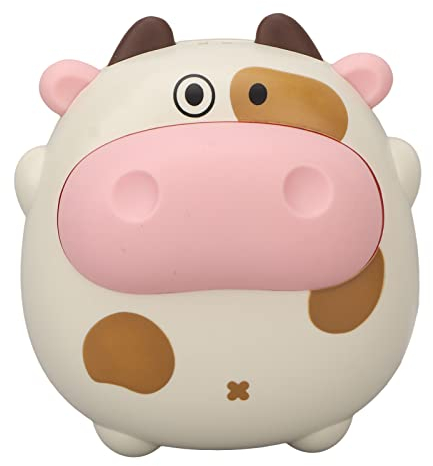 Silikon Elektrische Mini Handwärmer, Elektrische Handheizung USB Nachtlicht Heizung 2 Stufen Cartoon Kuh Handwärmer Schnelle Erwärmung (Beige)