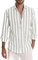 Chemise en lin pour homme à rayures - Manches longues - Pour l'été - Pour les loisirs - Funky Hawaïen - Manches longues - Chemise décontractée - Coupe régulière, gris, XL
