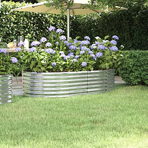 Yolola Hochbeet Oval Metall Hochbeete Für Garten Pflanzkübel Hochbeet Gartenbeet Hochbeet Metall 152 x 80 x 36 cm Silber Pflanzbeet Blumenkasten Hochbeet Balkon Für Garten Balkon