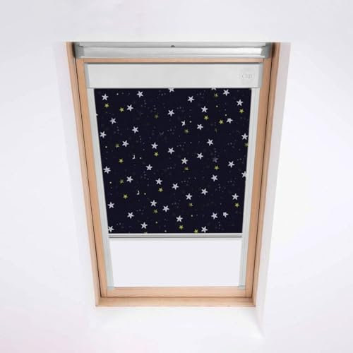 Ciechi lucernari Optilight Finestre da tetto – Tenda oscurante – Cornice in alluminio argento (Nightfall, 78/140)