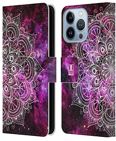 Head Case Designs Nebulosa Mandala Doodles Custodia Portafoglio in Pelle Compatibile con Apple iPhone 13 PRO