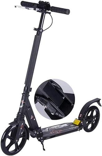 Mobilitätsroller, Tretroller mit großen Rädern, Jugendroller für Erwachsene mit Pedalbremsen, schwarzer Faltbarer Commuter-Roller, Geburtstagsgeschenk für Damen und Herre