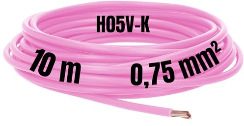 Kalitec 10 Meter H05V-K 0,75 mm² rosa Verdrahtungsleitung I Aderleitung flexibel I PVC Einzelader I Litze 0,75mm2 I Verdrahtung feindrätig I Einzelleitung I Kabel eindrähtig I Schaltdraht