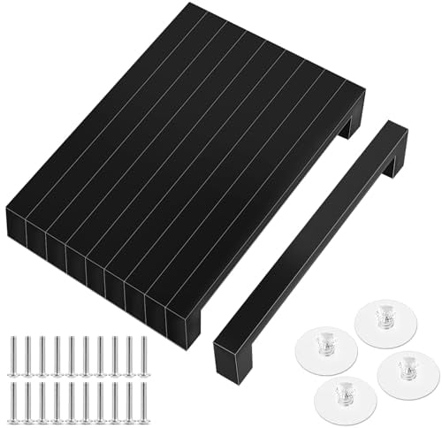 Tufa 10PCS Tiradores Cocina Muebles, Tiradores Armarios Negro 128mm Distancia Entre Orificios Tiradores Cocina Cajones, Tiradore para Muebles Acero Inoxidable con 4 Tiradores de Cristal y 20 Yornillos