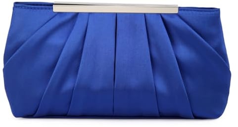 RomanticDesign Elegante Abend-Clutch, plissiert, Satin, Braut-Geldbörse, Party, Abschlussball, Bankett, Handtasche, Schultertasche, Königsblau