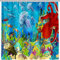ANHOPE Ozean Duschvorhang Wasserdicht Polyester Stoff Badezimmer Vorhang Unterwasser Schloss Octopus Schildkröte Badvorhang Schimmel und Schimmelresistent Badewanne Dekor Set mit 12 Haken 180x180cm