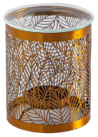 Brûle-Parfum en métal Élégant avec Motif Nature Feuilles Découpé au Laser - Atmosphère Enchantée - Objet Artisanat Raffiné -Aromathérapie Facile - Intérieur Moderne parfumé - H 10,5cm – Zen’Arôme