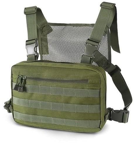 Clape Functional Chest Bag Tactical Molle Chest Pack Hip Hop Streetwear Rig Pouch Combat Vest Pouch Laptop Backpack Green BDB03