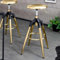 LEBENSwohnART Urbaner Barhocker FABRICA Gold schwarz höhenverstellbar Metall Industrie-Design