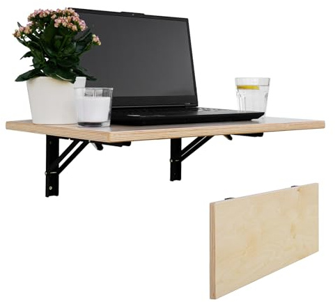 CAWI Stabiler Wandklapptisch aus Massivholz: Platzsparender, Faltbarer Küchentisch und Schwebender Schreibtisch, Laminiertes MDF Klapptisch