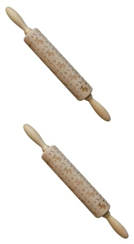 Cabilock 2 Pz rotolamento a casa formine biscotti formine per biscotti tagliabiscotti mattarello carta da parati foglia verde mattarelli da forno stampa a rotazione Pizza truffa osso Bambù