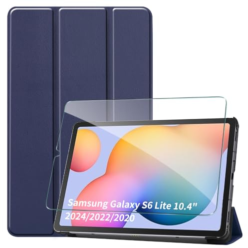 GOZOPO Custodia per Samsung Galaxy Tab S6 Lite 10,4 pollici 2024/2022/2020, copertura leggera con pellicola protettiva per schermo, funzione sleep/wake(blu)