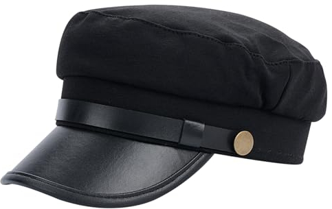 KDAMGOQE Chauffeur Hut für Männer & Frauen - Vintage Zeitungsboy Cap - Schwarz - Unisex - 56-58 cm - Anpassbar - Atmungsaktiv - Retro - Ideal für Freizeit, Reisen & formelle Anlässe