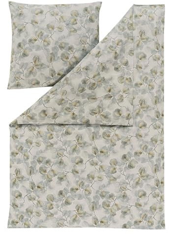 ESTELLA Feinflanell Bettwäsche Molveno khaki 1 Bettbezug 155 x 220 cm + 1 Kissenbezug 80 x 80 cm