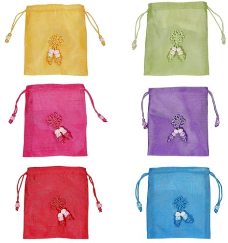 CHGCRAFT 6 bolsas tradicionales coreanas bordadas con cordón, bolsas rectangulares de tela, bolsas de embalaje para bodas, caramelos, joyas, bolsas