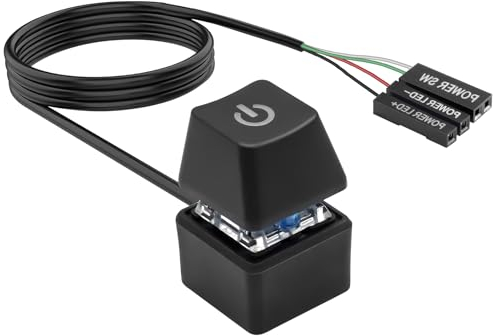 Boton Power PC Binghe Interruptor de Encendido del Ordenador de sobremesa, botón Encendido PC Botón de Encendido del Escritorio con Cable de extensión de 1.65 m con LED