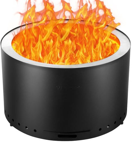 VEVOR Brasero à Bois sans émission de fumée, 710x450 mm, Foyer à feu avec bac à Cendres Amovible, Foyer d'extérieur Portable intérieur en Acier Inoxydable SUS430, pour Camping en terrasse extérieure