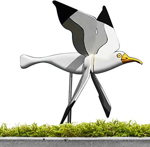 Generic Windmühle für den Garten mit Möwe – Dekorative Vogelform mit drehbaren Metallflügeln, Mehrfarbig, Metall, Tier, Vogelform