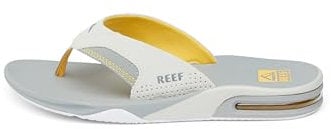 Reef Fanning Flip-Flops für Herren, mit Flaschenöffner, Fußgewölbeunterstützung, strapazierfähige Außensohle, wasserfreundlich, Gelb/Grau/Grau, 42 EU