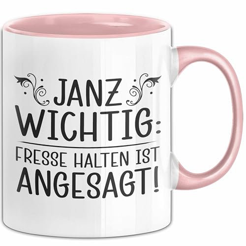 Kollege Tasse Geschenk Janu Wichtig Fresse Halten Ist Angesagt (Rosa)
