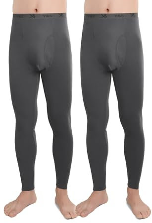 BestSale247 Pack of 2 Men's Thermal Underpants Long Ski Underwear Men Long Johns Winter Leggings with Fly, charcoal, L