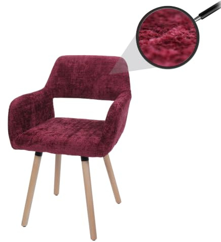 Mendler Esszimmerstuhl HWC-A50 II Holz - Bordeaux | Stuhl, Küchenstuhl, Polsterstuhl, Stoff/Textil, Chenille, (465g/m²), FSC®