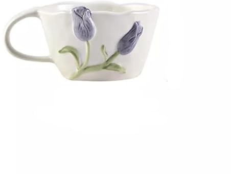 Windmilne Taza de Vidrio, Taza de té, Taza de café de Vidrio, Taza de café Tulip y platillo, Taza de Leche, Taza de cerámica, Juego de Taza de Agua para niñas (A)