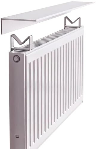 Aluminum Top Shelf Radiator Cover 120cm Long Floating Shelf for Dining Room & Farmhouse White Finish Splicable Design Fits 2 Seater Radiator